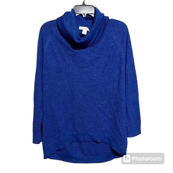 Coldwater Creek Sweaters - Coldwater Creek size L Blue Sapphire Wool Blend Cowl Neck Sweater Pullover